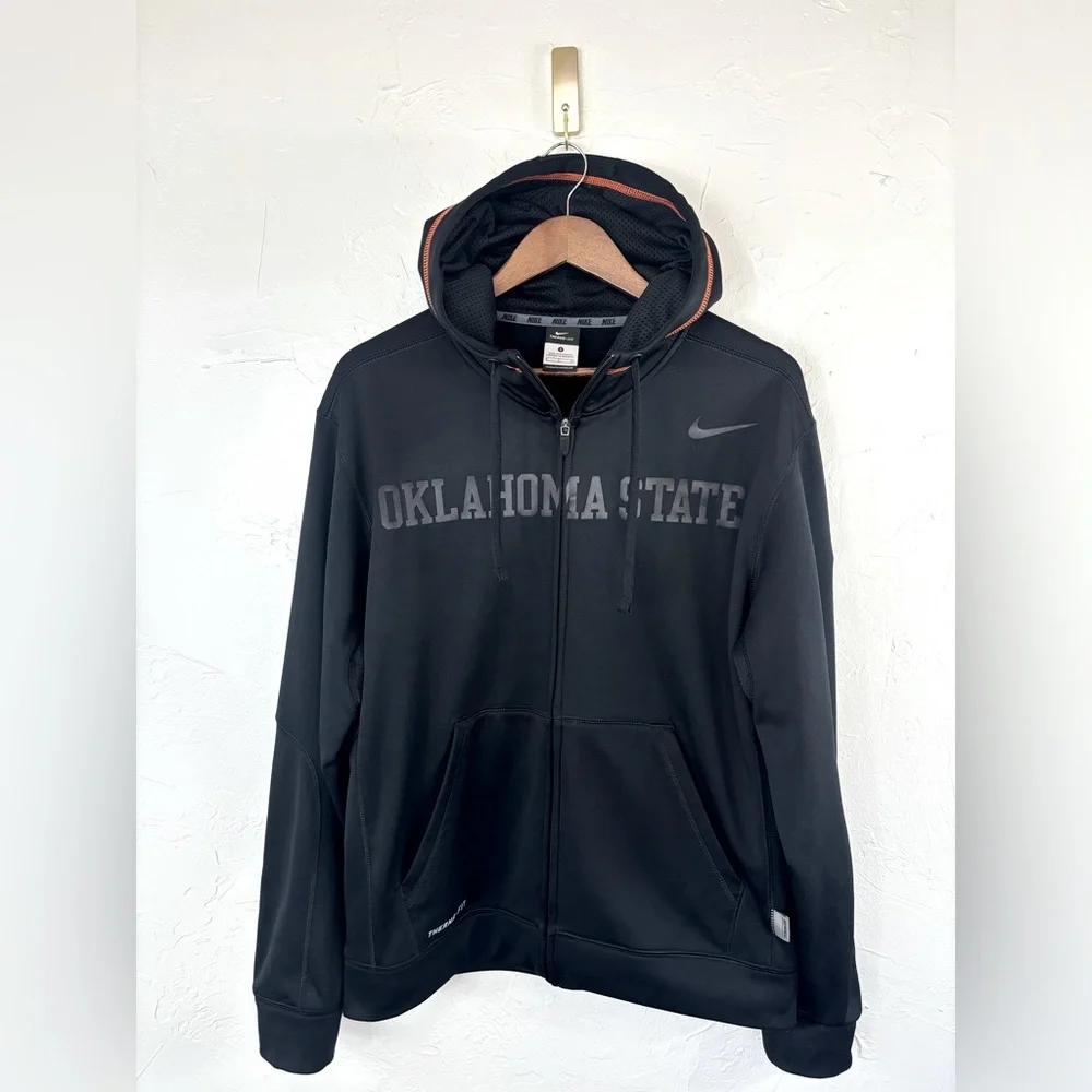 NIKE OSU Oklahoma State University Cowboys Pokes Black Full Zip Jacket Hood Mens